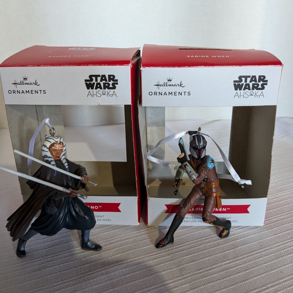 Star Wars Christmas tree ornaments lot of 2 Sabine Wren and Ahsoka Tano Disney